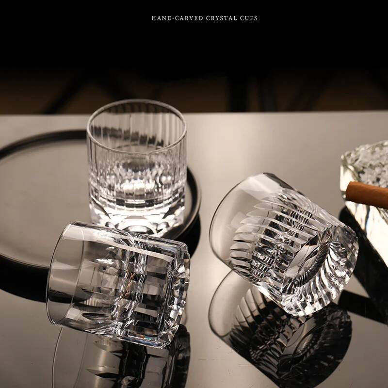 Wine Beer Whiskey - 250ml Clear Carved Whiskey Crystal Cup