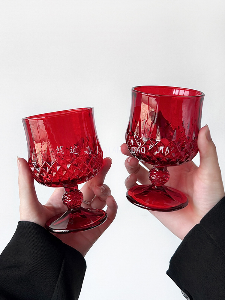 Wine Beer Foot - Vintage red ins style embossed high