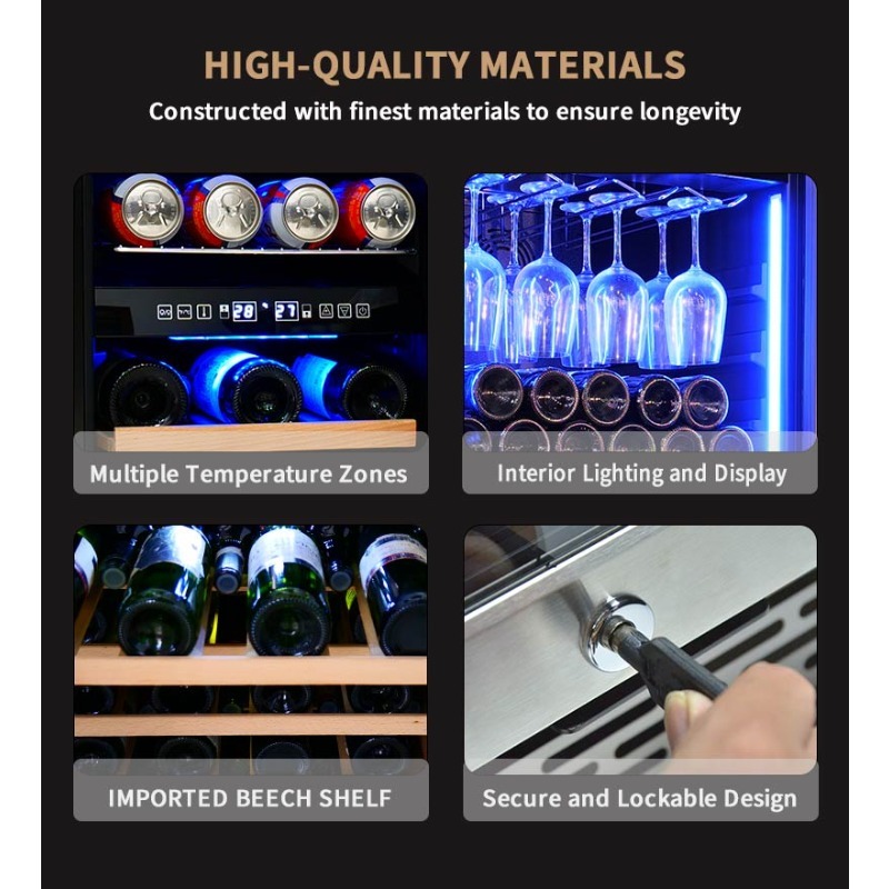 Airo 120V 66 Bottles Wine and  - Wine Beer Fridge Dual Zone 评论和价格