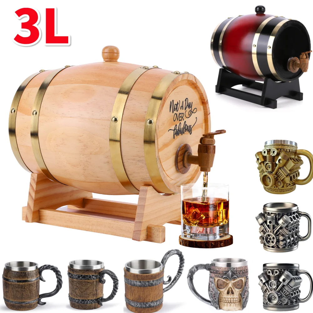 3L Wooden Whiskey Barrel with  - Wine Beer Whiskey 评论和价格