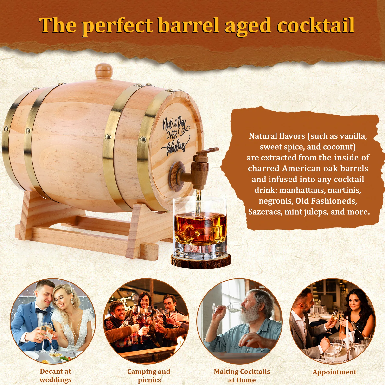 3L Wooden Whiskey Barrel with  - Wine Beer Whiskey 评论和价格