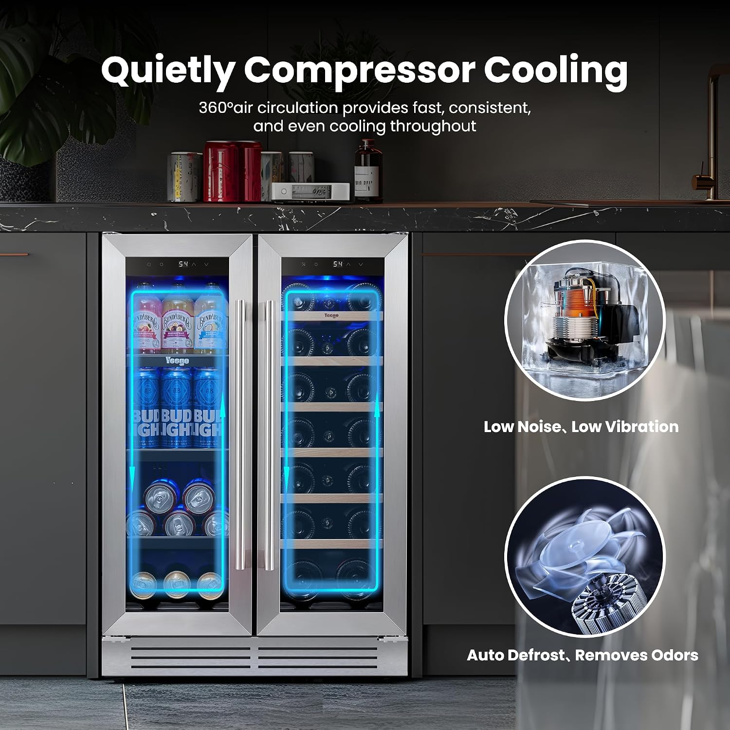 Yeego 24 Inch Wine and Beverag - Wine Beer Fridge Dual Zone 评论和价格
