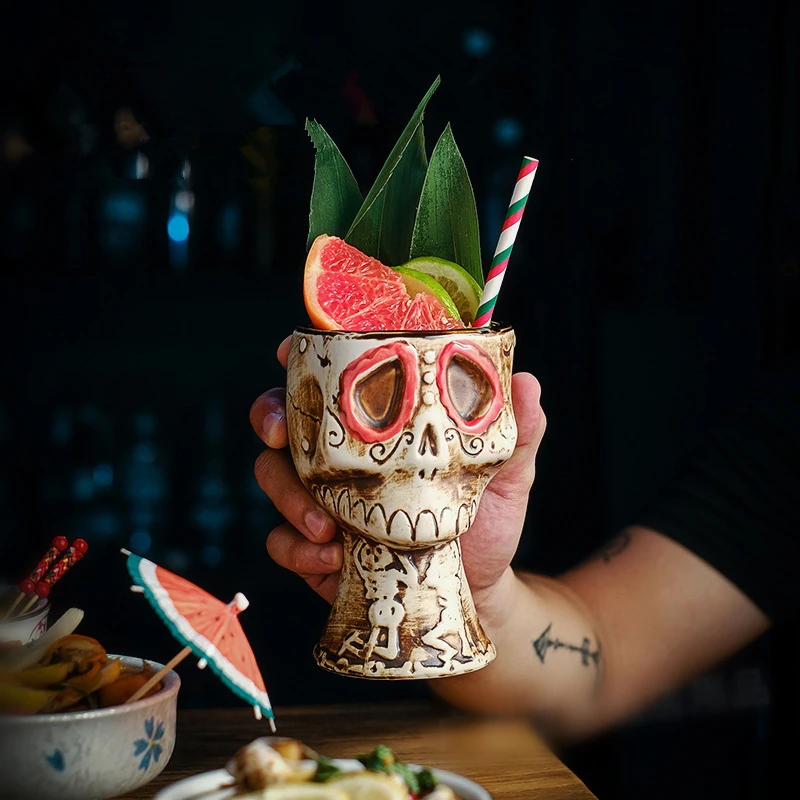 Halloween Skull Ceramic Mug -  - Wine With Beer Mix 评论和价格