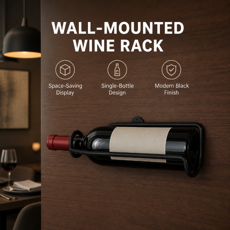 Wall‑Mounted Metal Wine Rack M - Wine Beer Red 评论和价格