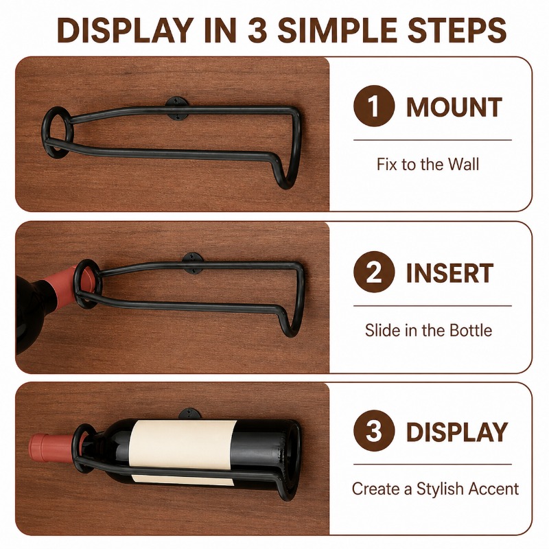 Wall‑Mounted Metal Wine Rack M - Wine Beer Red 评论和价格