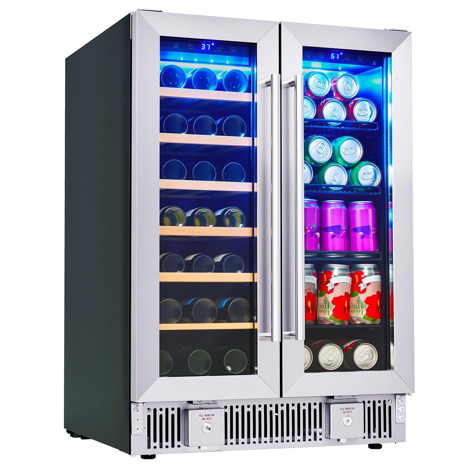 Beverage Refrigerator, 24-Inch - Wine Beer Fridge Dual Zone 评论和价格