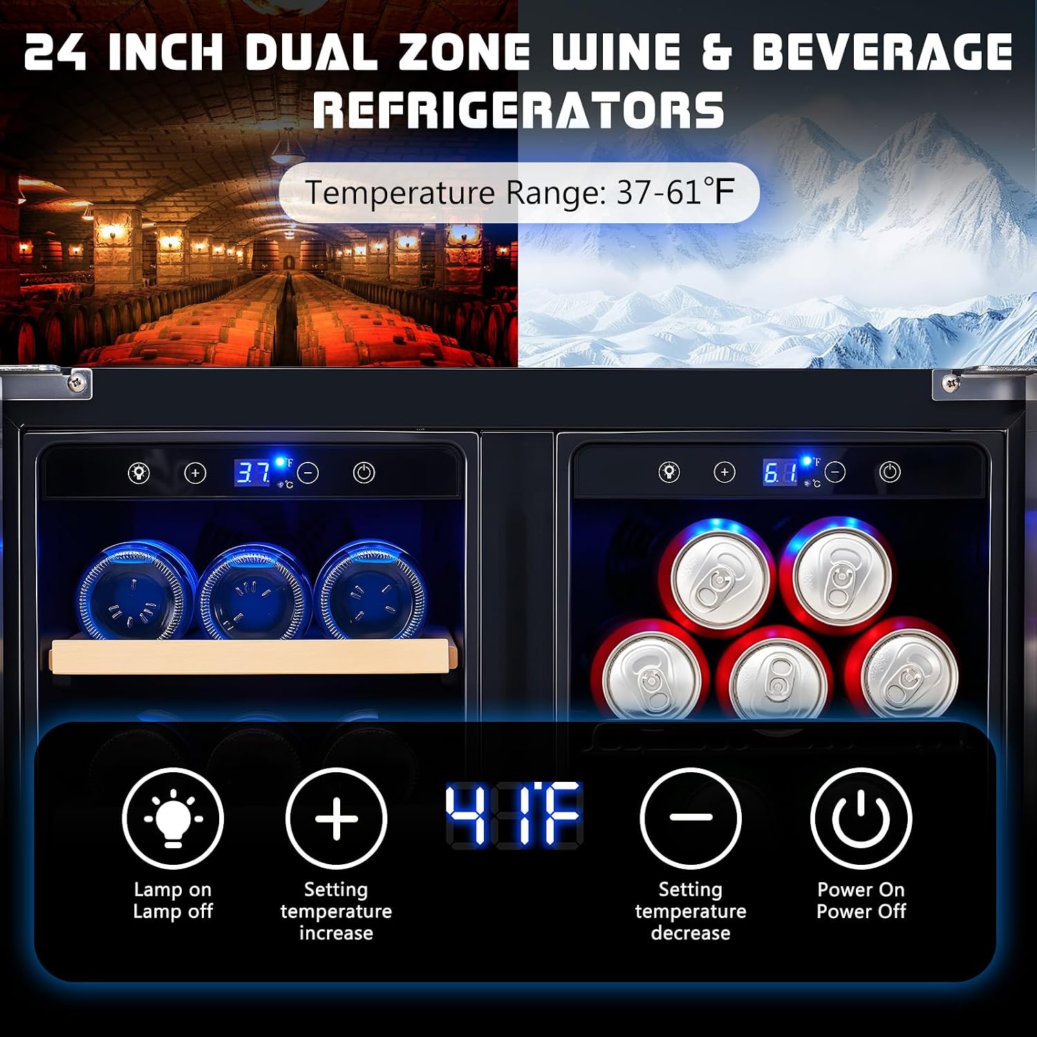 Beverage Refrigerator, 24-Inch - Wine Beer Fridge Dual Zone 评论和价格