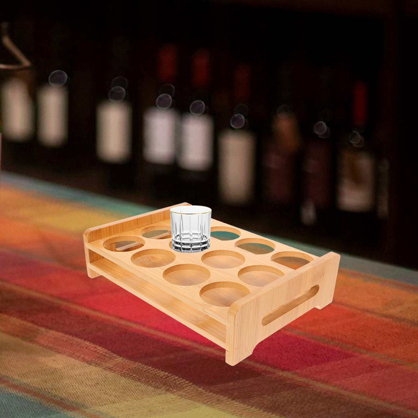 Bamboo Shot Glasses Holder Dis - Wine Beer Whiskey 评论和价格