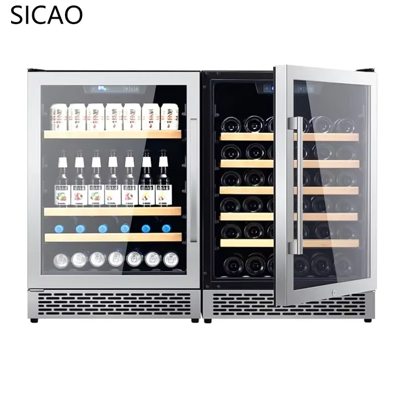 2 Door Wine Beer Fridge Glass  - Wine Beer Fridge Dual Zone 评论和价格