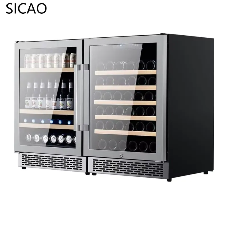 2 Door Wine Beer Fridge Glass  - Wine Beer Fridge Dual Zone 评论和价格