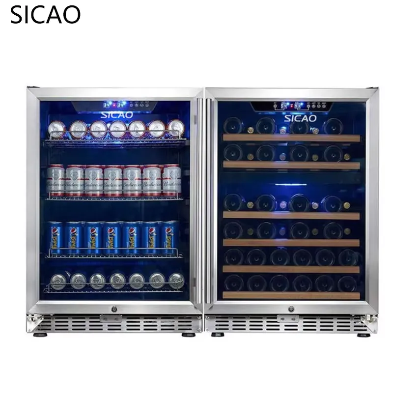 2 Door Wine Beer Fridge Glass  - Wine Beer Fridge Dual Zone 评论和价格