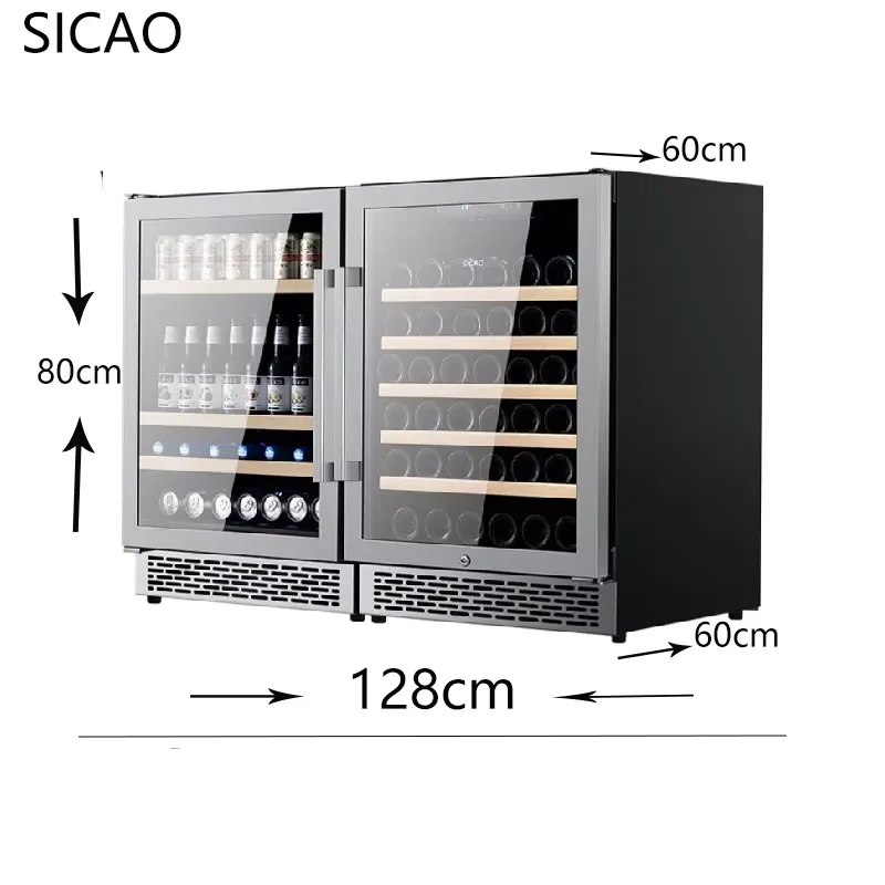 2 Door Wine Beer Fridge Glass  - Wine Beer Fridge Dual Zone 评论和价格