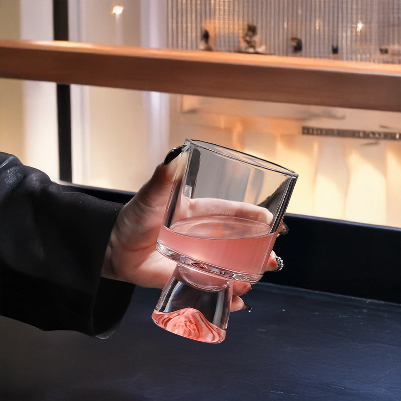 Pink Mountain Glass Cup, High- - Wine Beer Foot 评论和价格