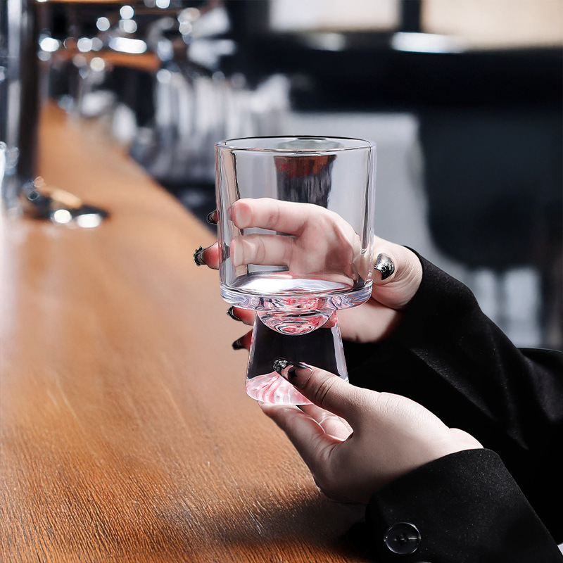 Pink Mountain Glass Cup, High- - Wine Beer Foot 评论和价格