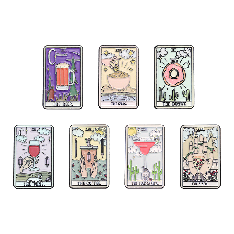Food Tarot Enamel Pins Coffee  - Wine Beer Pizza 评论和价格