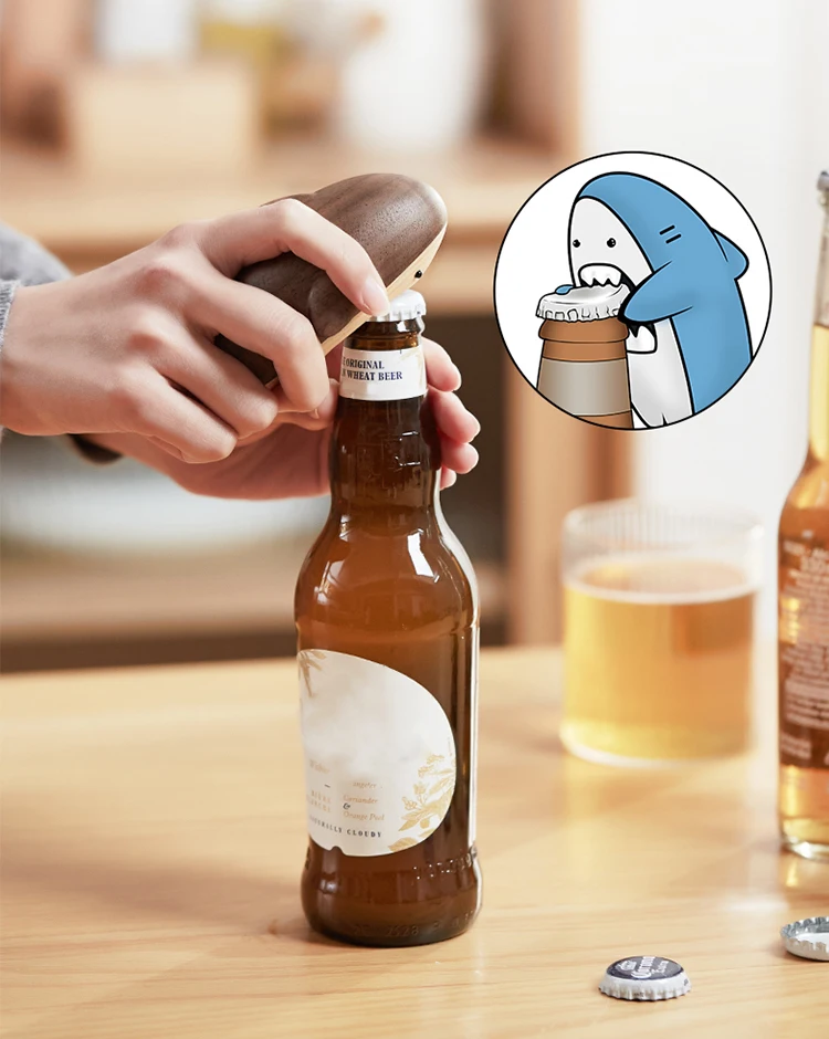 Creative Wooden Shark Ornament - Wine Beer Bottle 评论和价格