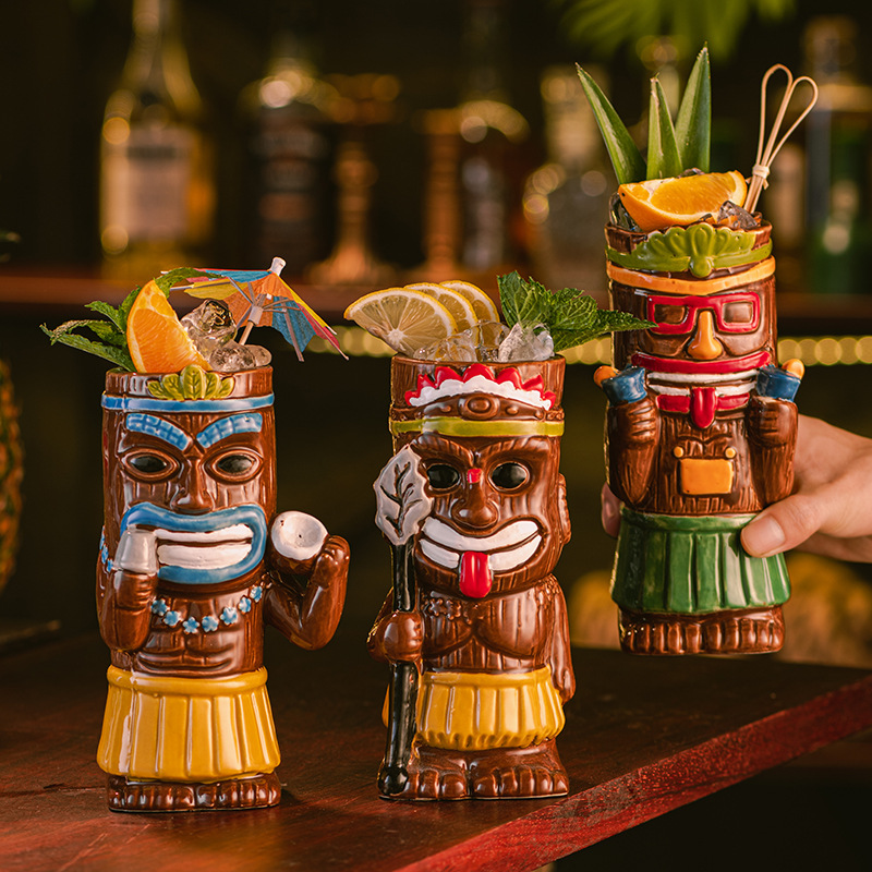 Ceramic Tiki Mug, Hawaiian Tro - Wine Beer Cocktail 评论和价格