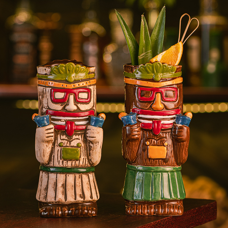 Ceramic Tiki Mug, Hawaiian Tro - Wine Beer Cocktail 评论和价格