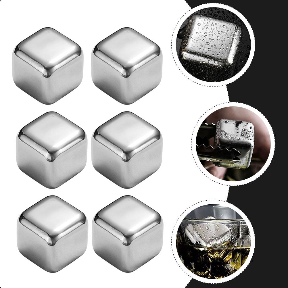 6Pcs Stainless Steel Wine Rock - Wine Beer Whiskey 评论和价格